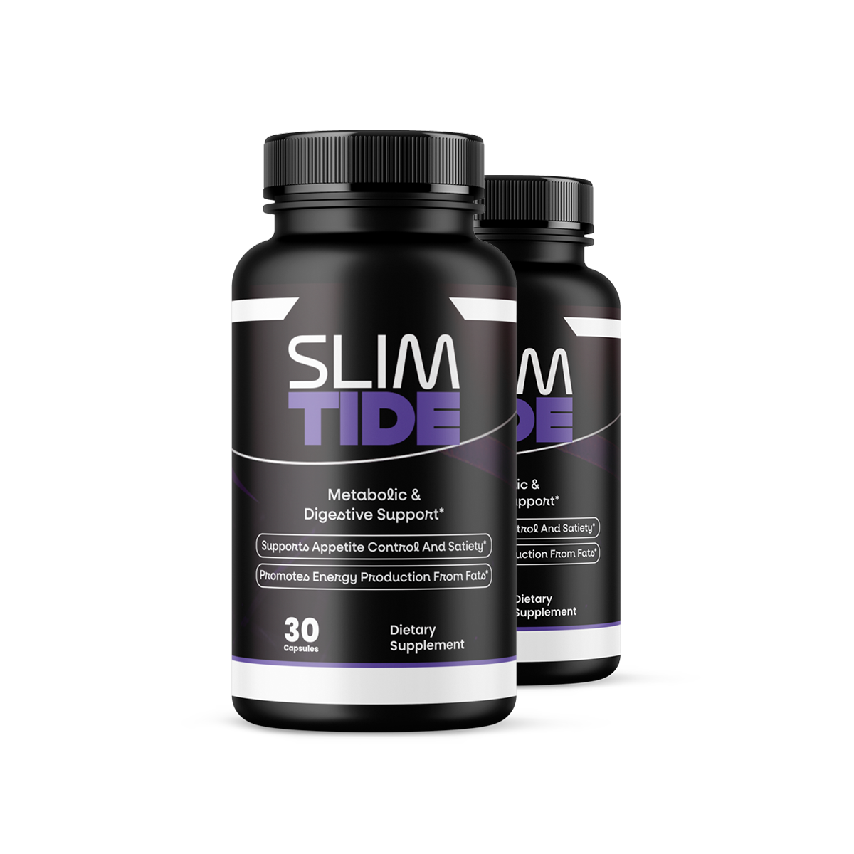Two bottles of SlimTide metabolic and digestive support supplement